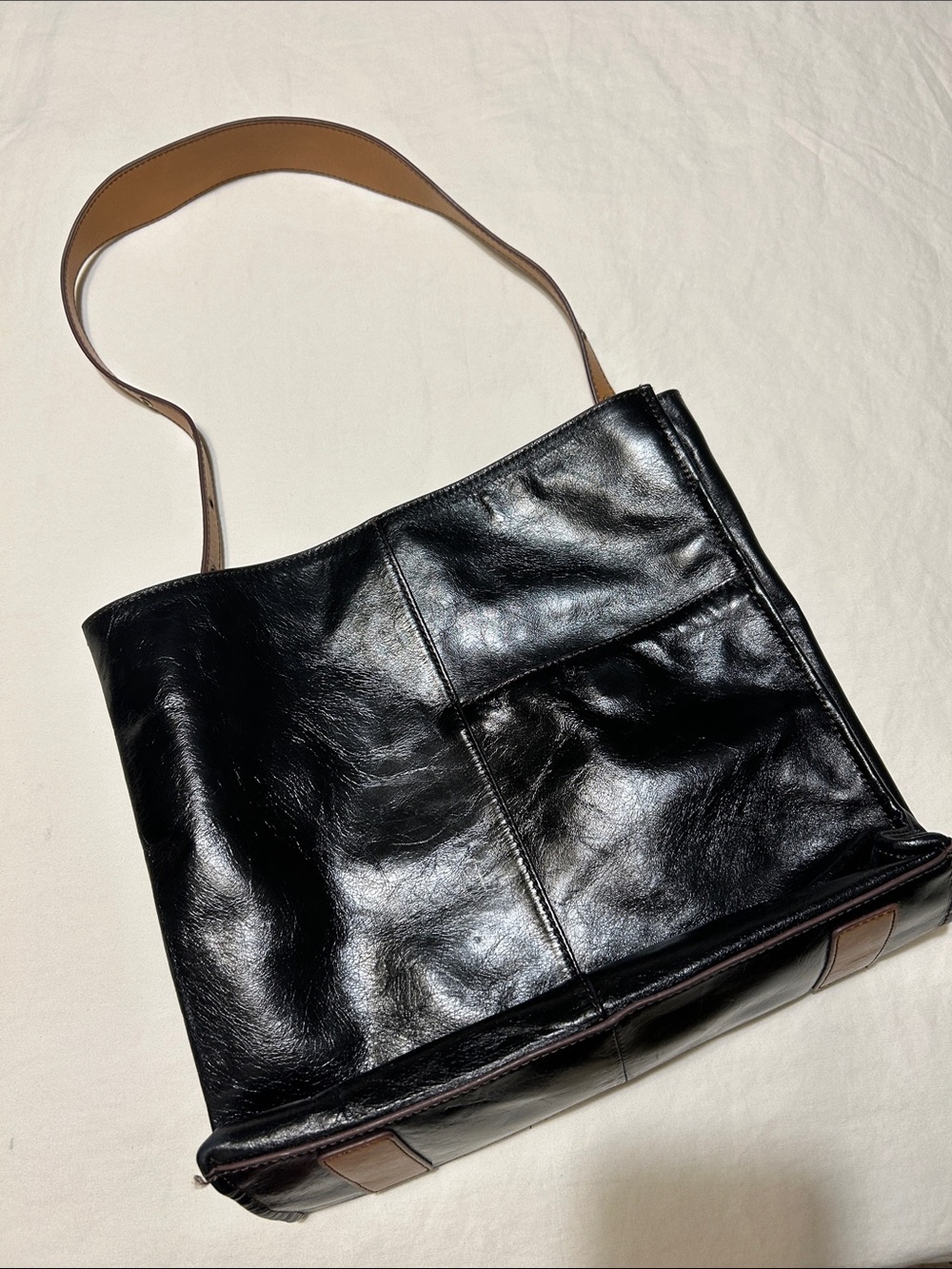 Classic Black Leather Shoulder Bag